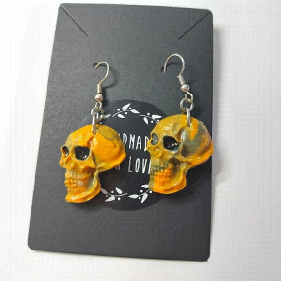Artisan Polymer Skull Earrings - Picture 2 of 2